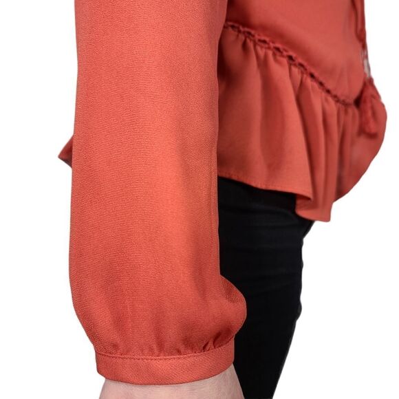 a.n.a Baked Apple Long-Sleeve Peplum Blouse - Picture 7 of 7